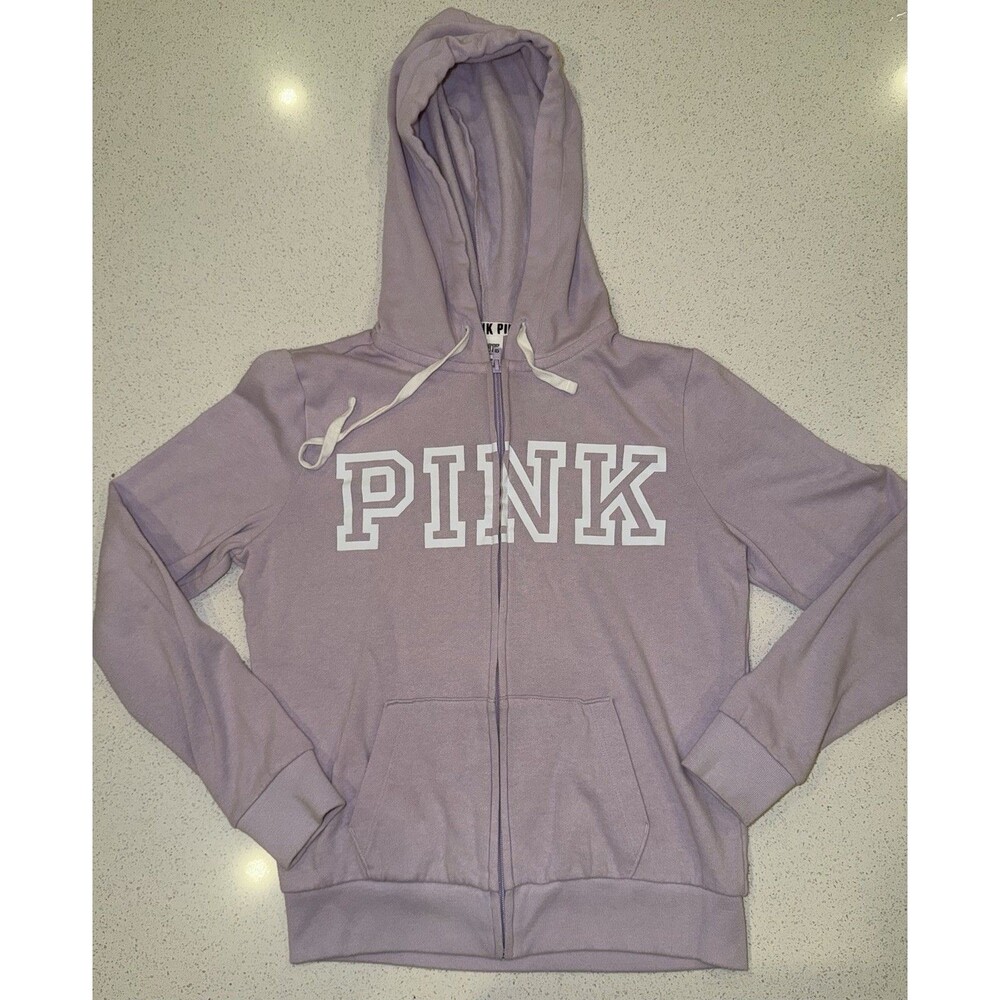 Victoria's Secret PINK Campus Fleece Full-Zip Hoodie Size XS Light Purple